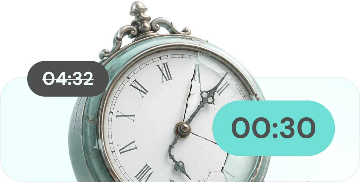 De minutos para segundos: 04:32 para 00:30